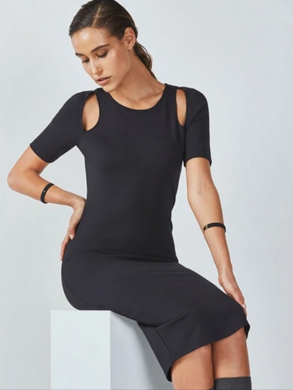Fabletics Eva Midi Dress Size XXSmall Black NWOT